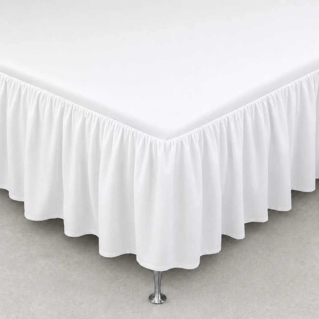 Bettvolant 120x200 cm - 100% weiches Baumwoll-Laken - Weißer Bettvolant von Nordstrand Home
