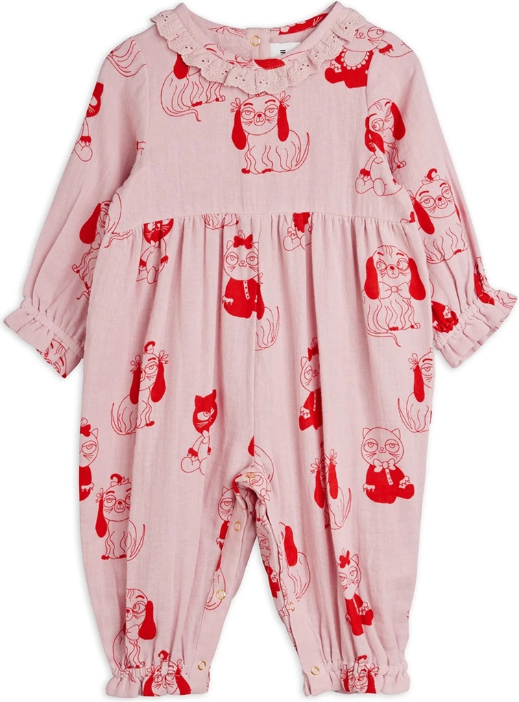 Mini Rodini Pink Minibabies Aop Woven Jumpsuit - Pink