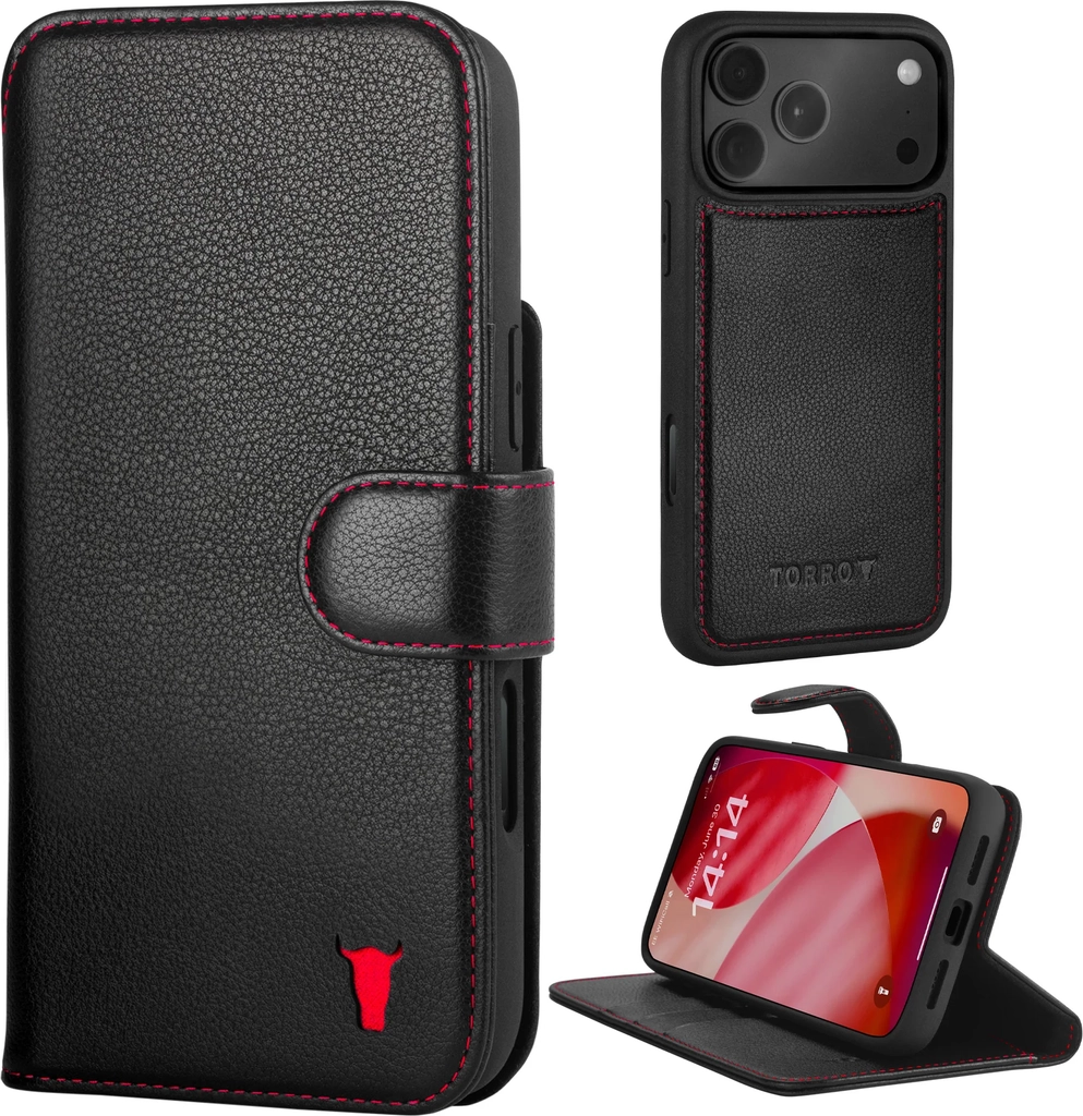 apple iphone 17 pro max 2-in-1 detachable leather wallet case (magsafe charging)