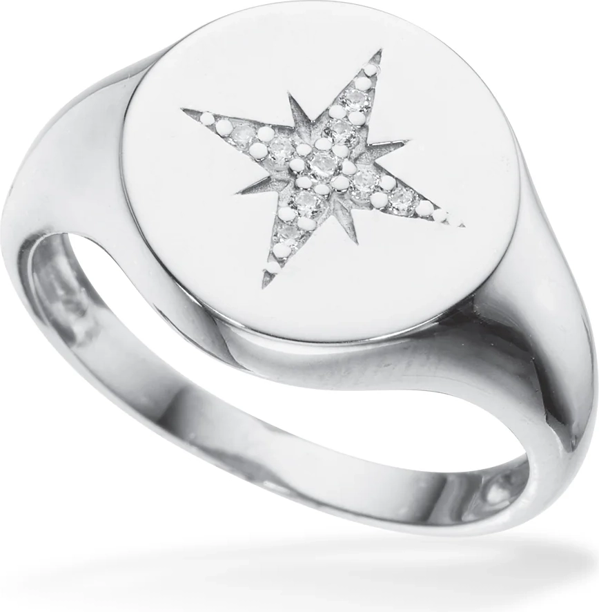 ring signet stjerne cubic zir. sølv pt.