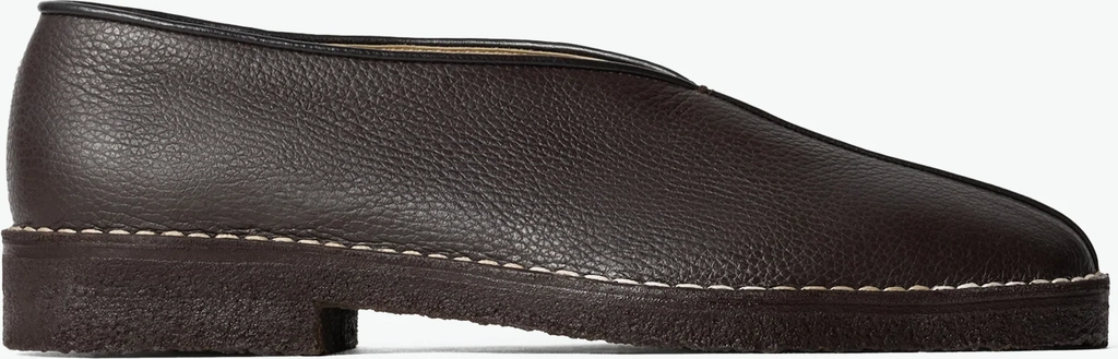 piped crepe slippers in dark brown