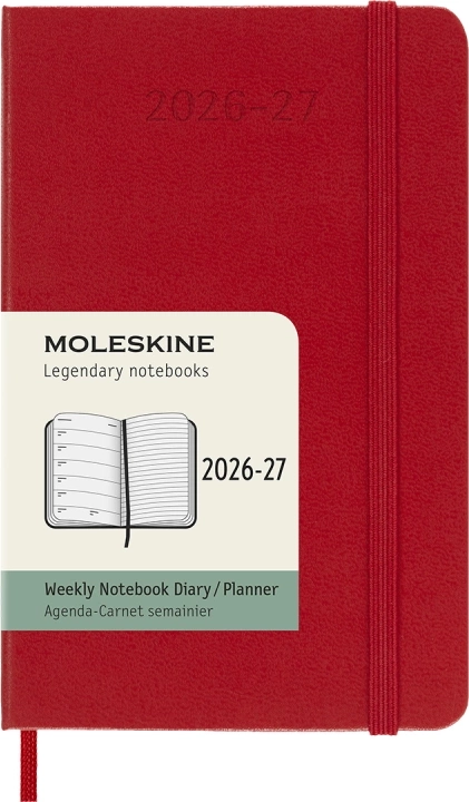 kalender 18m weeknote hard cover pocket red