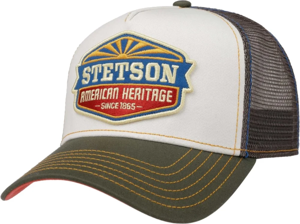 stetson - sun trucker cap - olive/white