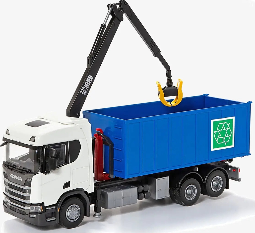 scania recycle truck w crane, white