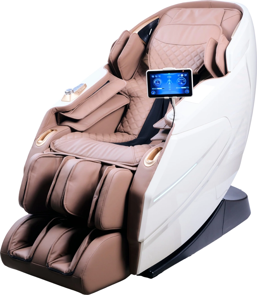iwao gravity med stemmekontrol - 4d massagestol - hvid/brun