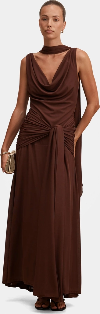 vivianne scarf tie dress - maxikjoler - deep mahogany