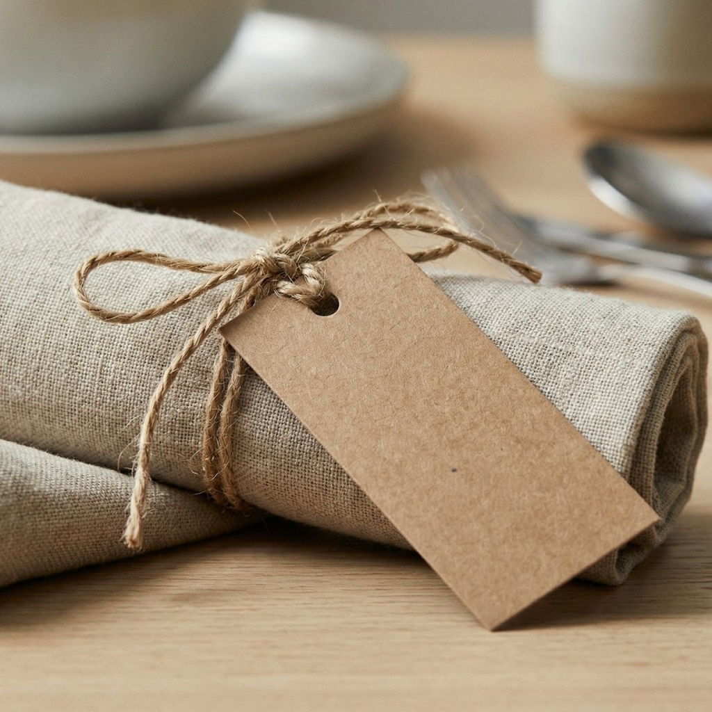 Gift Tags Manila Label with Rustic Cord Brown 12pcs