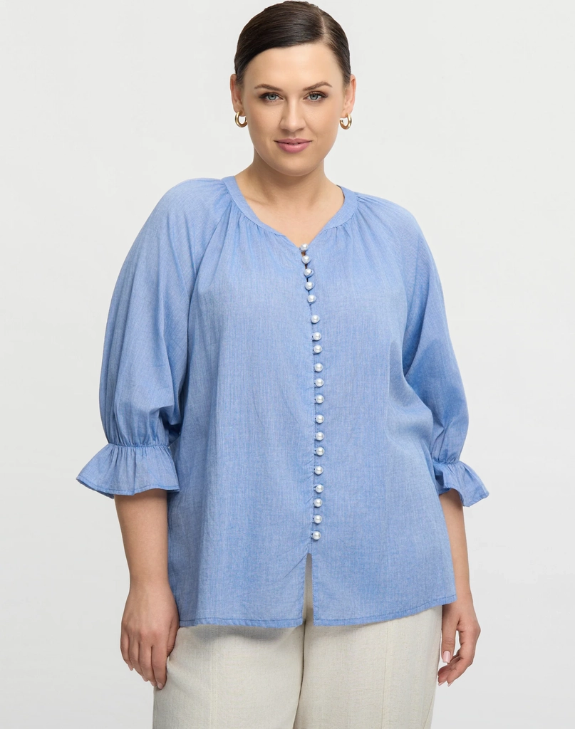 mina blouse - light denim blue