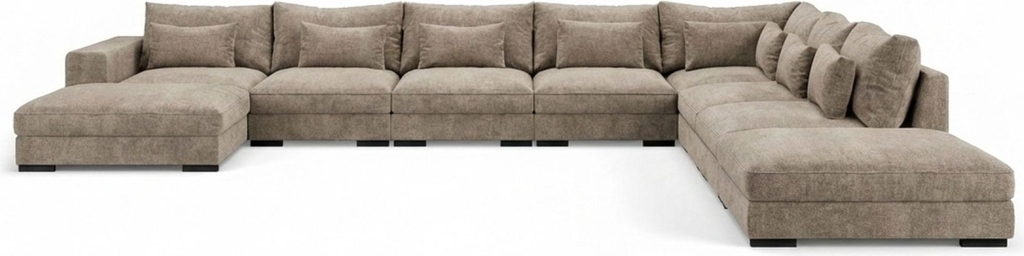 scandinavian choice&nbsp;dubai u-modulsofa large med divan venstre ekstra dyb i chenille&nbsp;brun