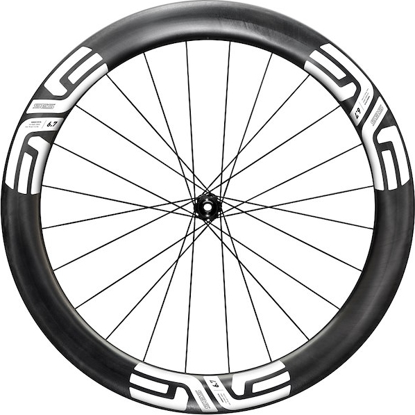 ENVE SES 6.7 forhjul Race 700c Center Lock disc og E-Thru 12 x 100mm med hvide stickers