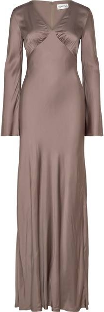 Malina Carolina Flared Sleeve Satin Maxi Dress - Grey