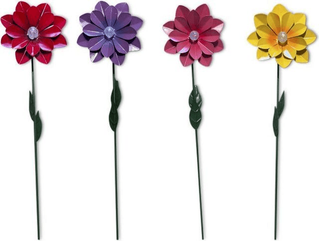 Enjoy solcellelampe metal blomst - 4 assorterede farver
