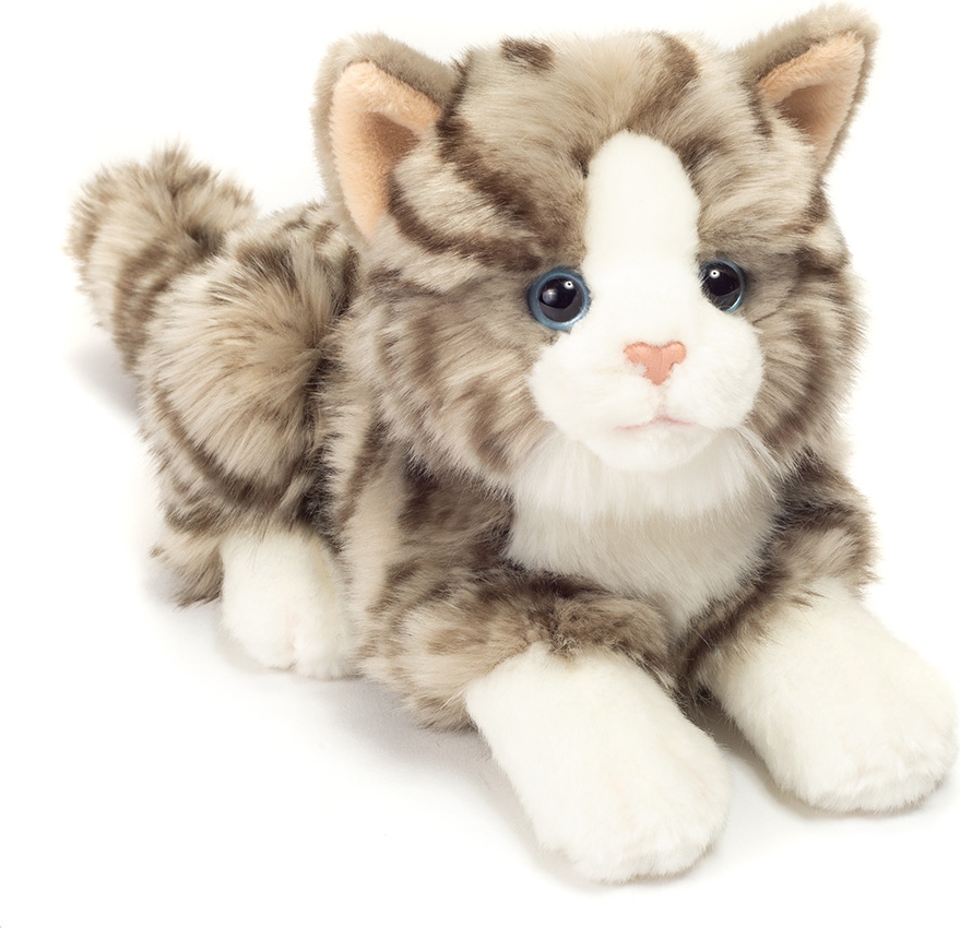 teddy hermann - liggende kat grå 20 cm