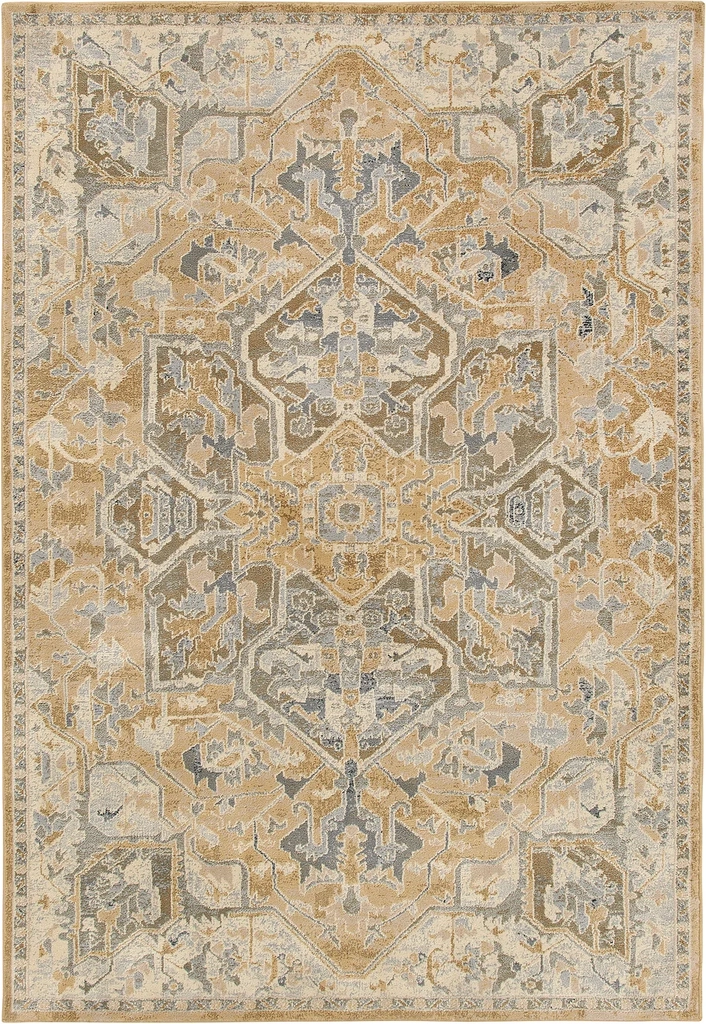 järnväg tæppe, kort luv - dekorativt mønster beige/mørkbeige 133x195 cm