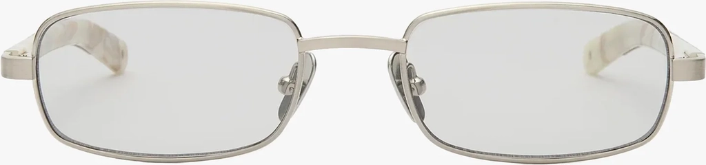 sting glasses in brushed silver and light grey lens