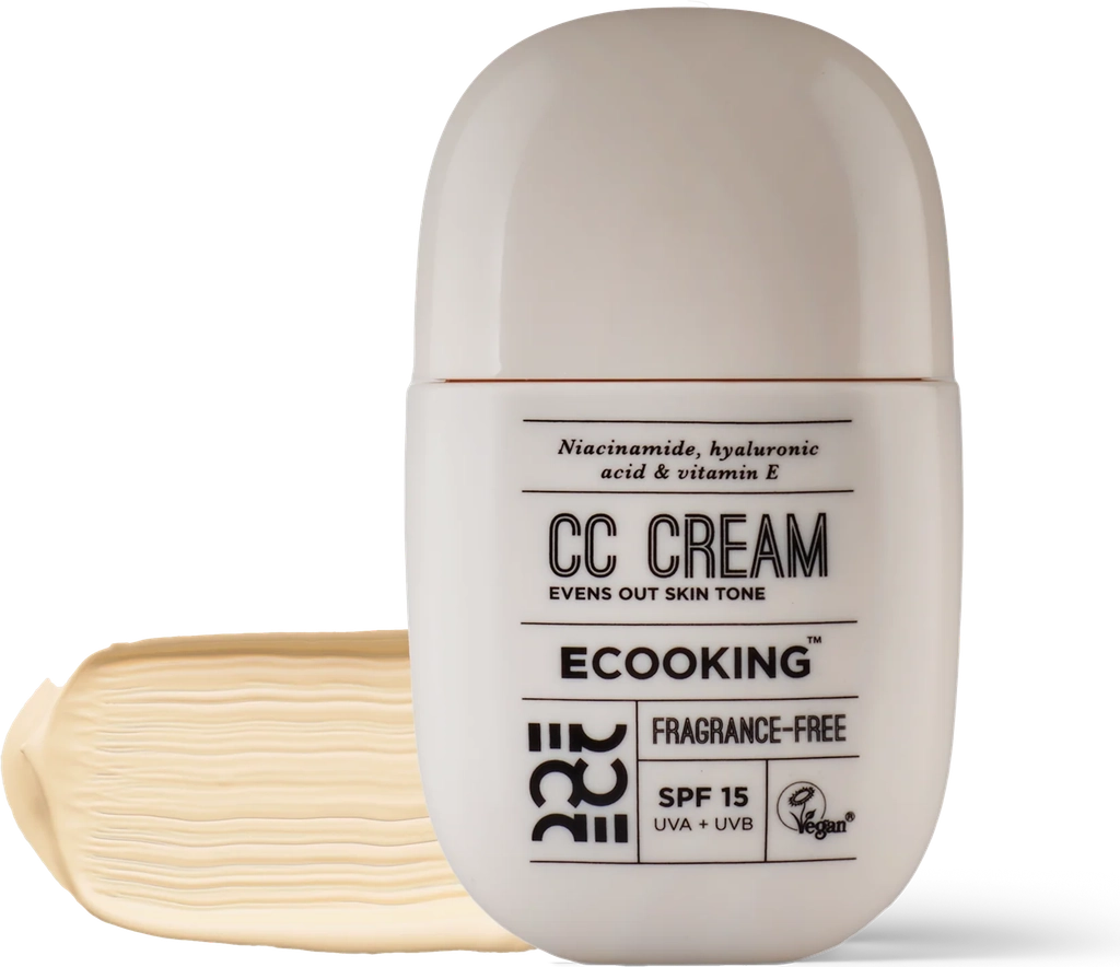 cc cream 01 | 30 ml — vores cc cream 01 | 30 ml giver ensarter hudtonen og nedtoner farvemæssige ujævnheder, spf 15, niacinamid, hyaluronsyre og e-vitamin og pleje, glød og beskyttelse i én.