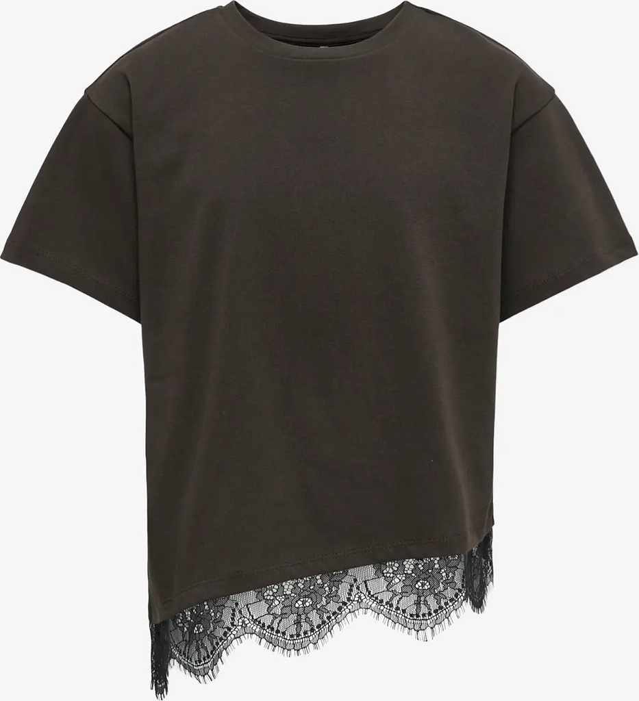 Kids Only Kogkamil S/S Assymetric Lace Tee Jrs - Brown - 158-164