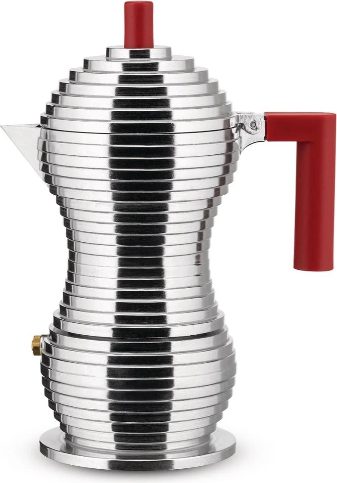 Alessi Pulcina Espressokande - 15 cl - 3 kopper - Stål/rød