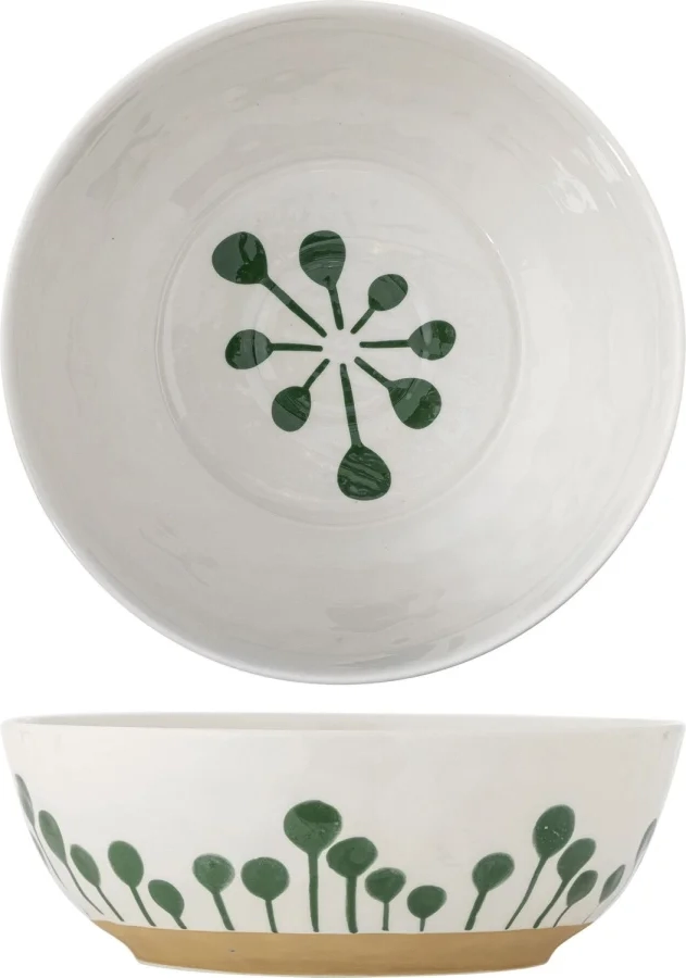Creative Collection Linora Skål - Ø 28 cm - Stentøj - Grøn