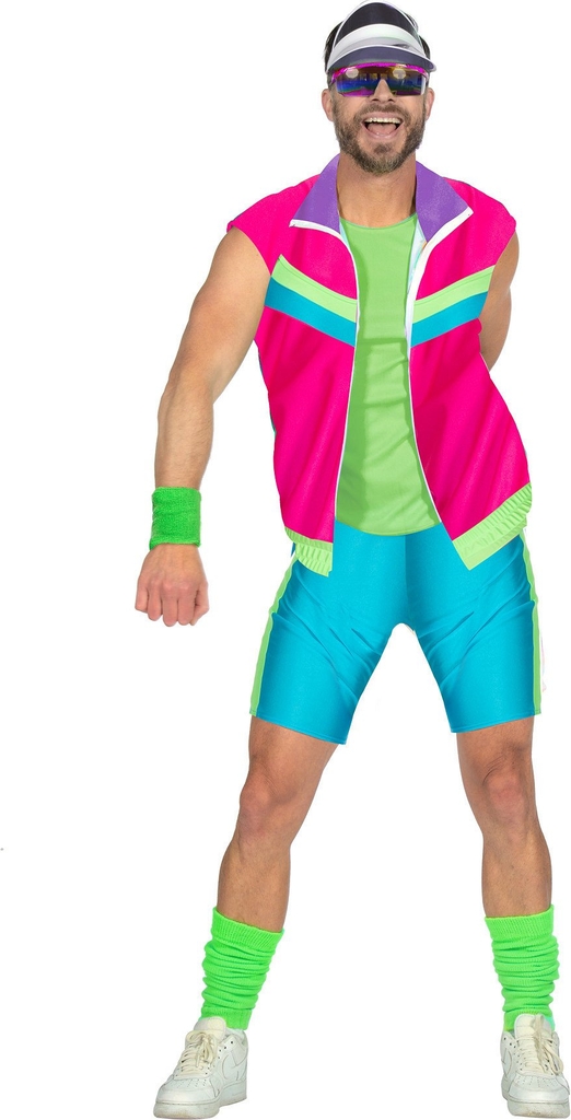 80'er aerobic sæt kostume neon