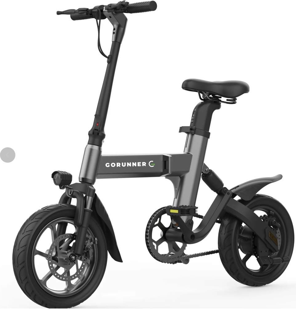el-cykel med sammenklappelig - gorunner e-bike mini 2.0 - med infodisplay & 14″ luftgummihjul