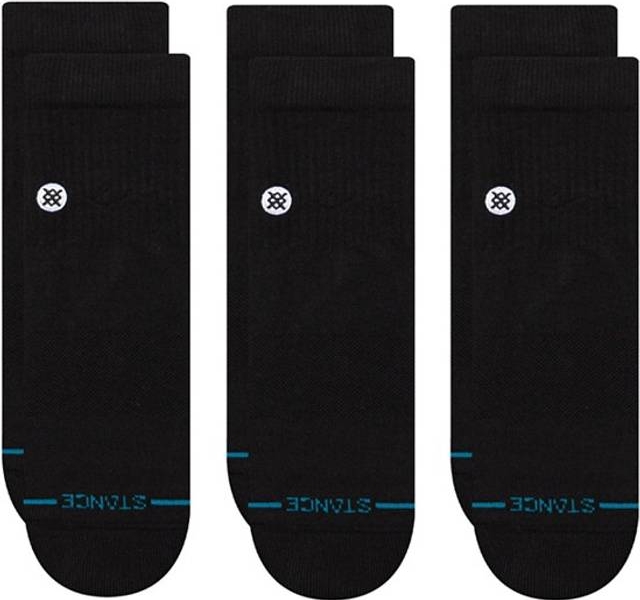 Stance Icon Quarter 3 Pack Multifunctional Socks - Sort/Hvid