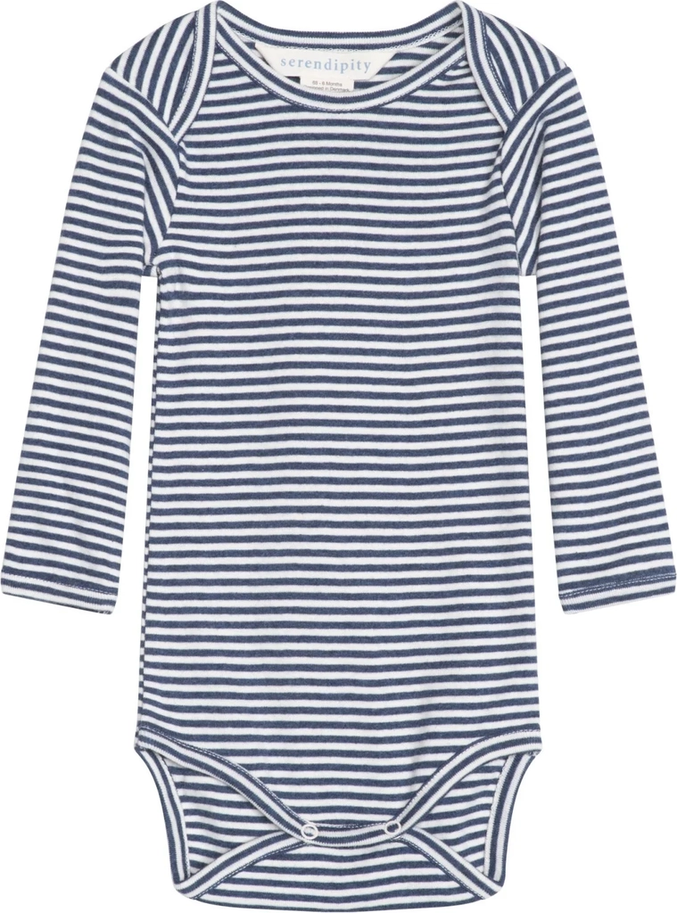 Serendipity Baby Body Stripe Navy Offwhite - Mørkeblå