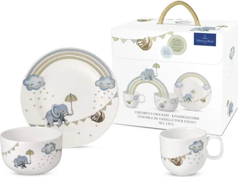 Villeroy & Boch Børnesæt Elefant - 3 dele - Porcelæn - Blå