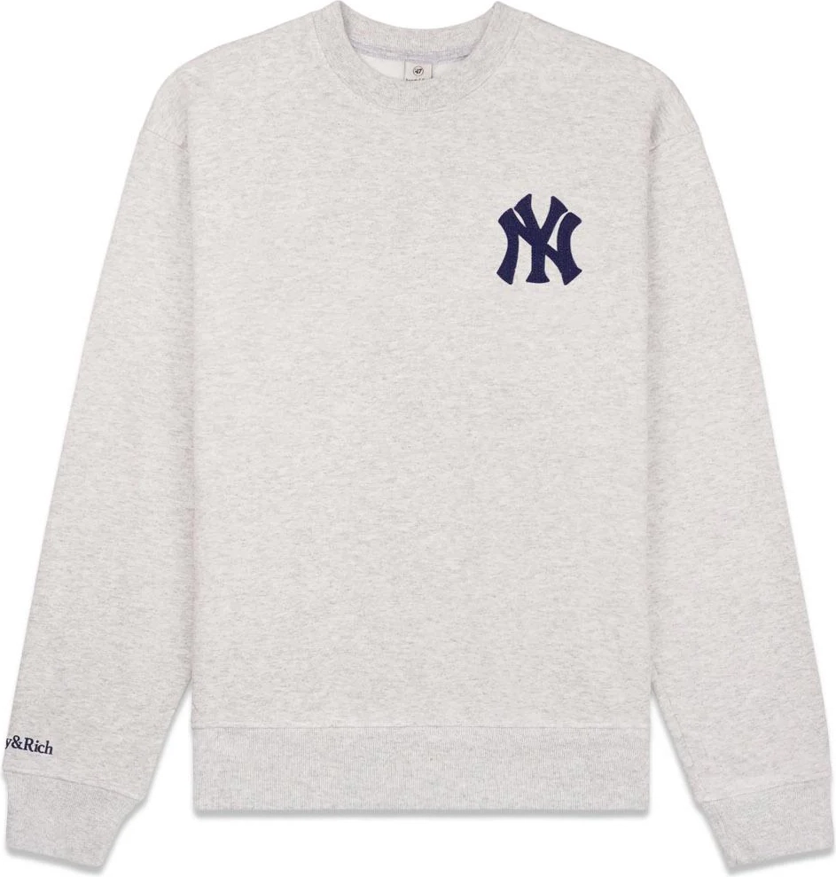 Sporty & Rich Heritage Yankees Serif Crewneck Sweatshirt Heather Grey