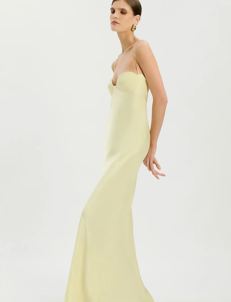 Bardot Devin Satin Maxi Dress - Yellow - XS