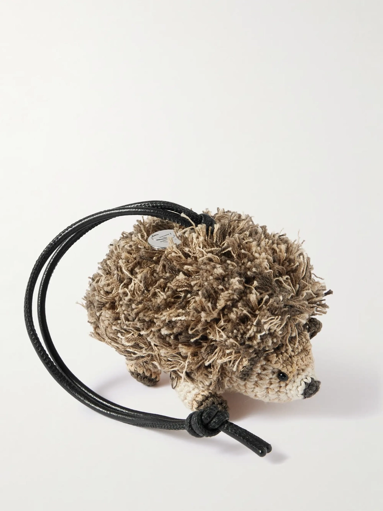 jw anderson hedgehog crocheted cotton and leather bag charm