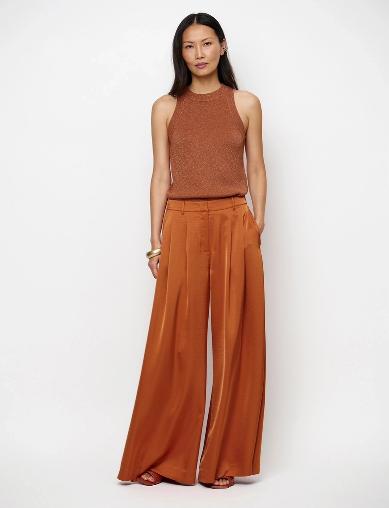 Dante6 Dante6-Onique Wide Leg Satin Pants - Orange - 38