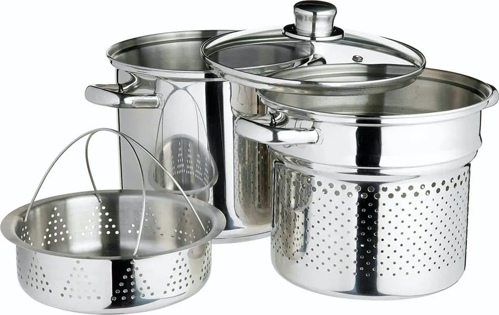 KitchenCraft World of Flavours Pastagryde - 4 dele - 4 liter - Stål - Inkl. Dampindsats