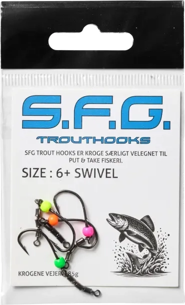 SFG TroutHooks Gummi Krog Med Swivel NEW
