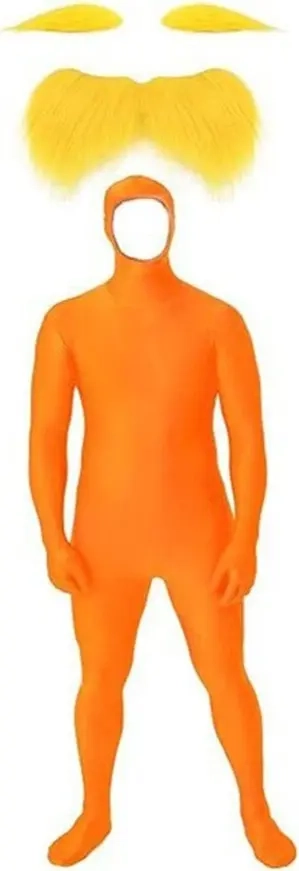 Voksen Lorax Kostume Sæt (Bodysuit + Skæg) - Perfekt til Halloween & Cosplay Fester M