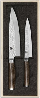 Kai Shun Premier Knivsæt - 2 dele - L 34,3/27,5 cm - Pakkatræ/damaskusstål