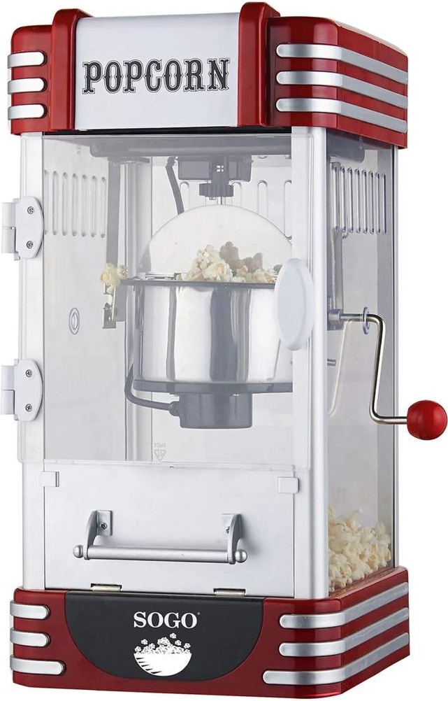 sogo popcornsmaskineh 49 x b 32 x l 31,5 cm - plastik/rustfrit stål - rød/hvid