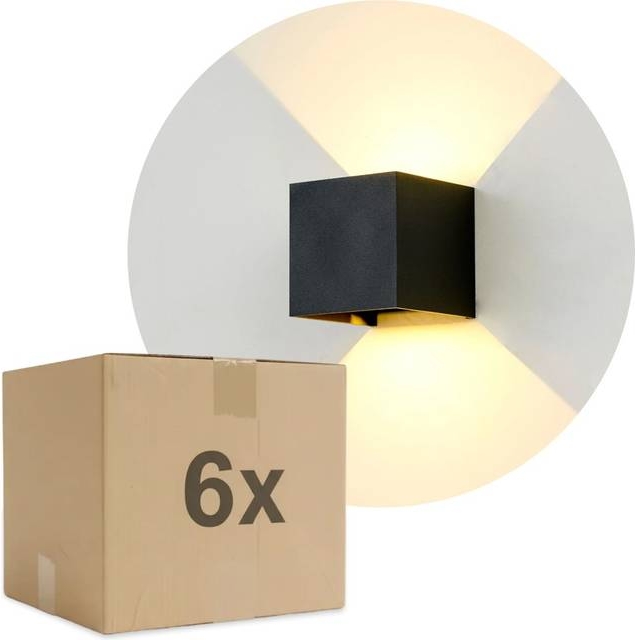 LEDlife 6 Stk 6W Cubic Pro Væglampe IP65 Sort Vægarmatur