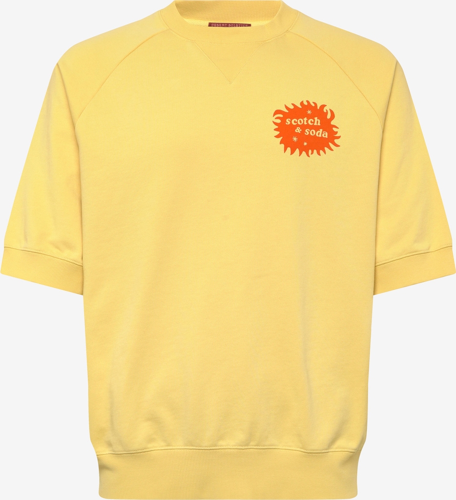 Scotch & Soda Front Back Artwork Loosefit Shortsleeve Sweatshirt Yellow