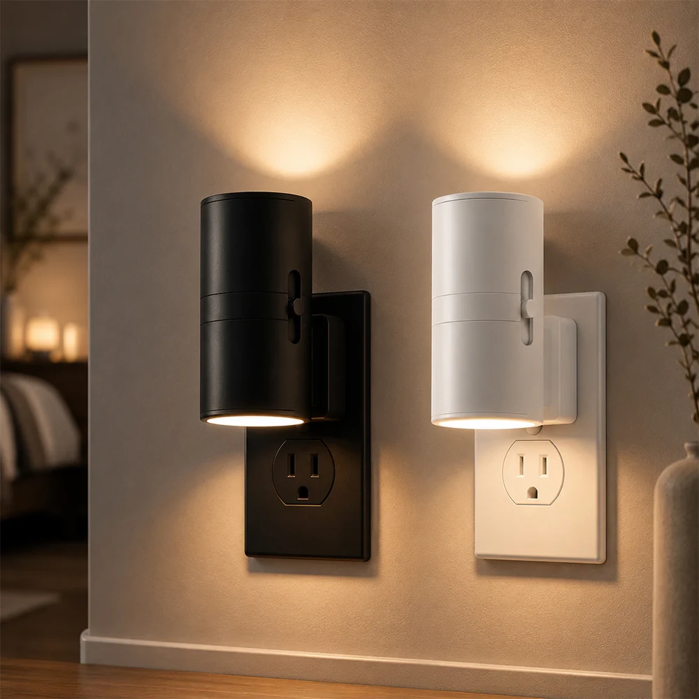 led natlampe hvid eller sort - med sensor og justerbar lysstyrke