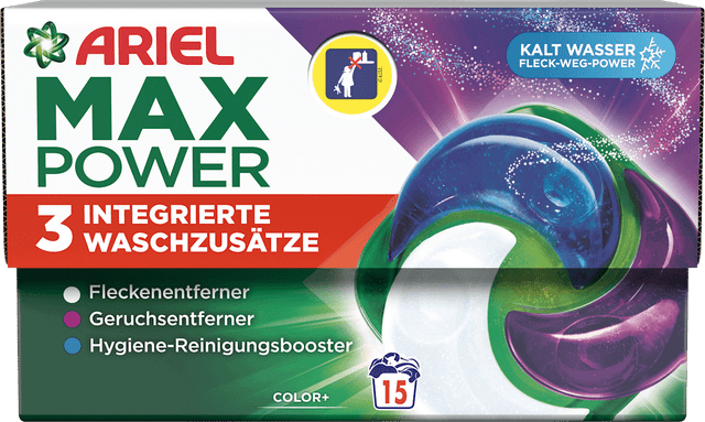 Ariel Vaskemiddelkapsler Kulørt MaxPower 15 Vaske