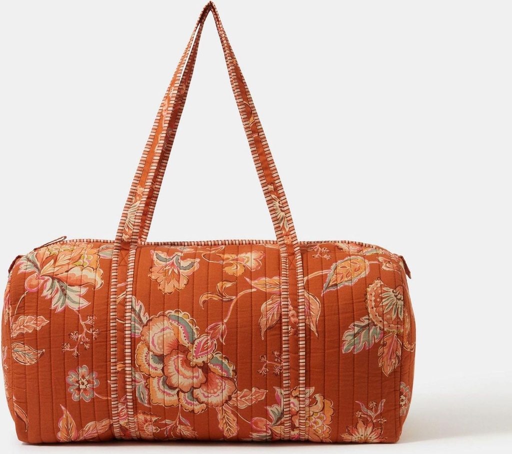 Accessorize Orange Floral Print Quilted Weekend Bag