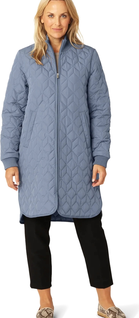 ILSE JACOBSEN Long Quilt Jacket Kvinde Grey Blue Termojakker Str 40 - hos Magasin