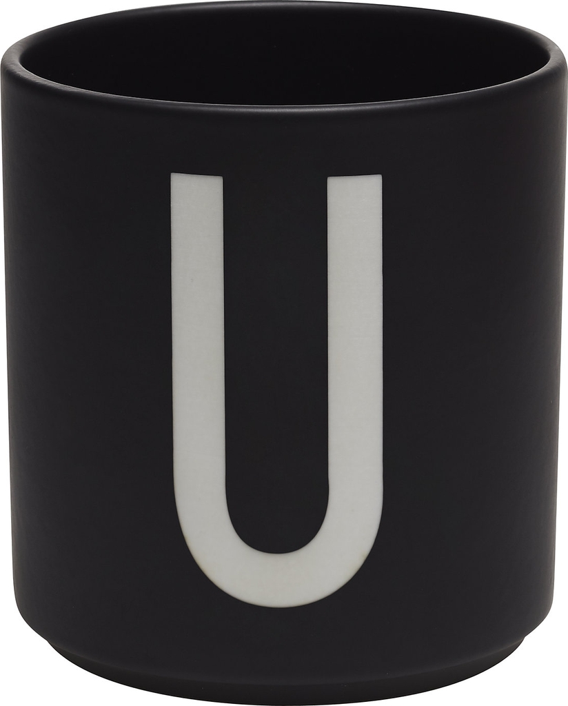 Design Letters Black Porcelain Cups A-Z - Black - 25 CL