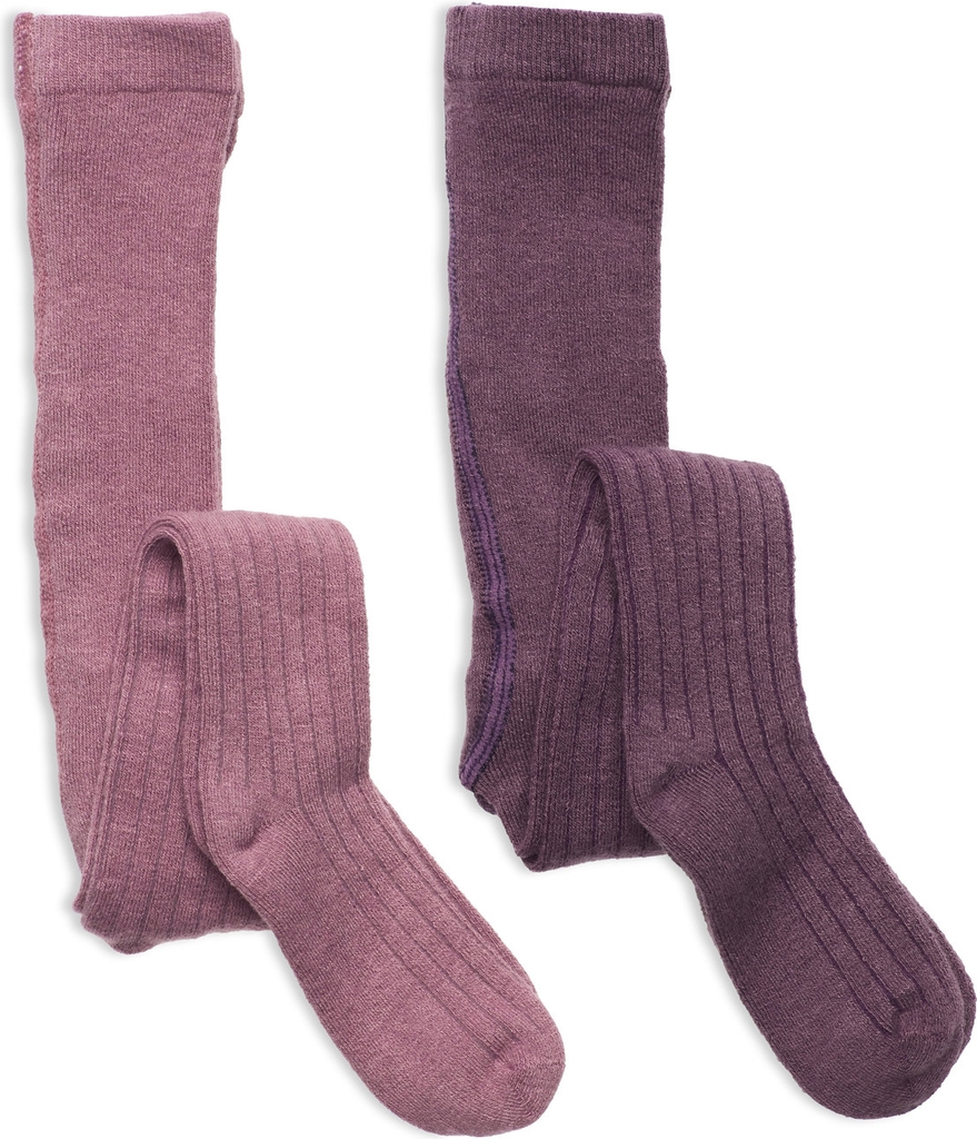 Minymo Wool Stocking - Rib 2-Pack - Purple - 116\122