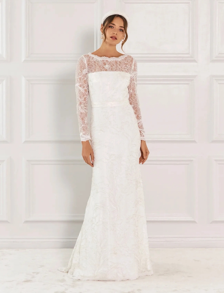 Malina Daniela Beaded Gown - White - XS