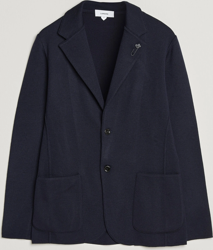 lardini knitted wool blazer navy