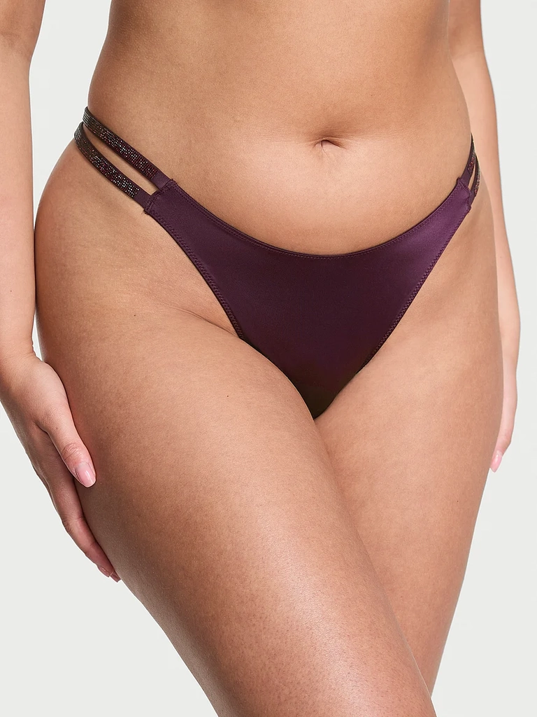 shine strap lace thong panty