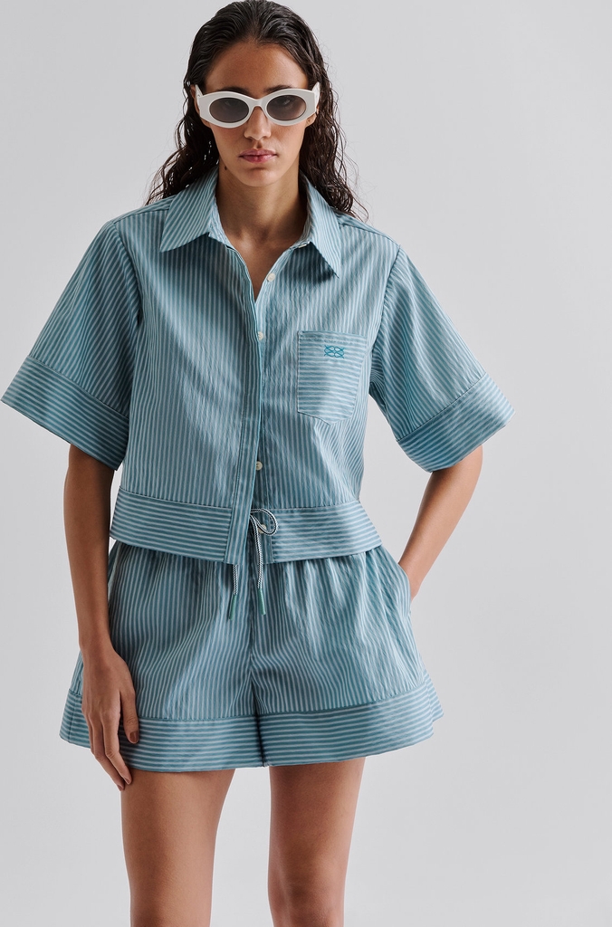 MALINA Selene Cropped Shirt |Blue |S