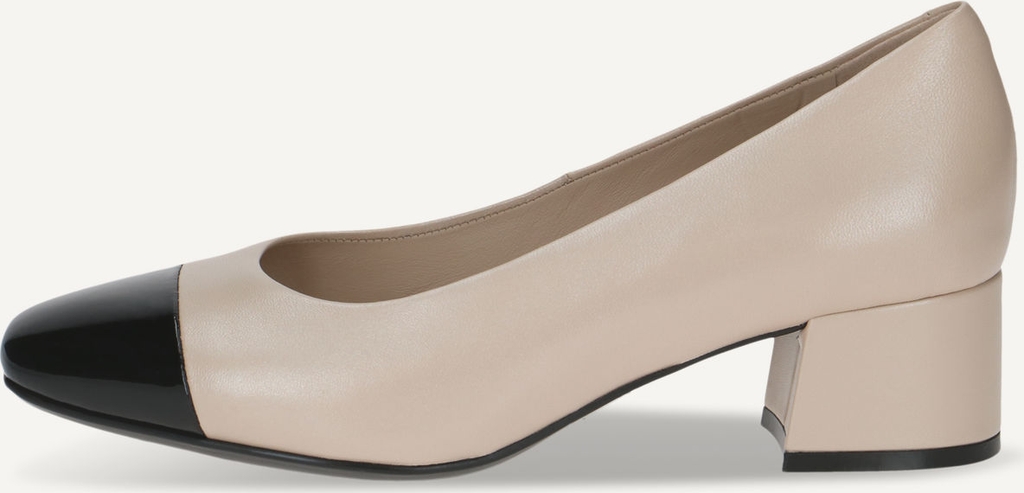 CAPRICE Pumps, beige, made of Leather and textile with Trapeze heel, Size 42
